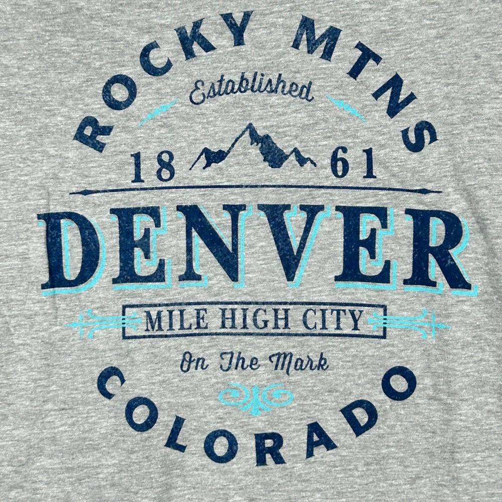 Anvil Women Gorpcore Denver Rocky Mountains T-Shirt Heather Grey Small NWT